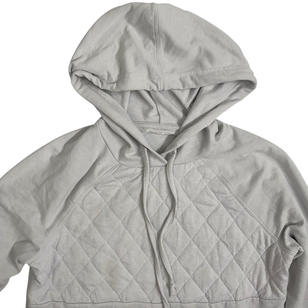Maurices Light Gray Quilted Front Hoodie Tunic Pocket Pullover Size S - Picture 4 of 7